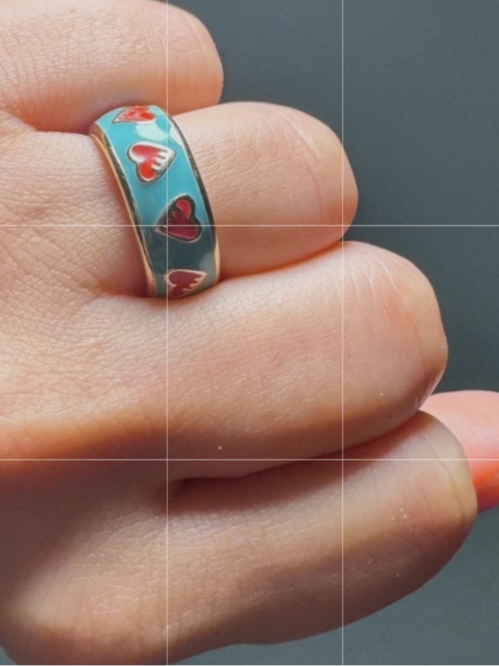 Coach Poppy Ring Gold Tone Enamel Turquoise and Red LIKE NEW - Picture 13 of 16